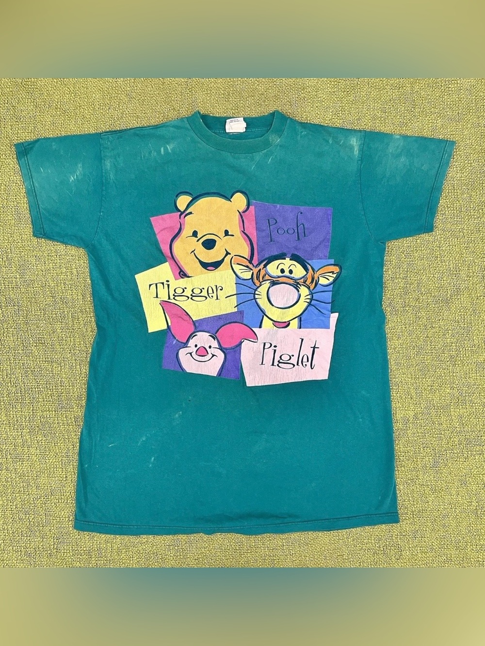 Vintage Disney Winnie the Pooh Teal Graphic Tee featuring Pooh, Tigger & Piglet